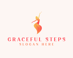 Dancing Ballerina Woman logo design