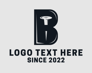 Hardware - Construction Nail Letter B logo design