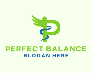 Caduceus Letter P Pharmacy  logo design