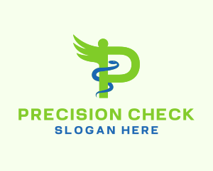 Caduceus Letter P Pharmacy  logo design