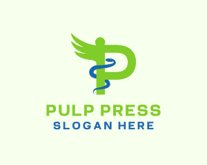 Caduceus Letter P Pharmacy  logo design