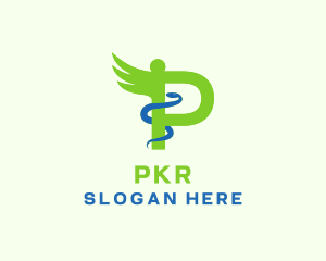 Caduceus Letter P Pharmacy  logo design