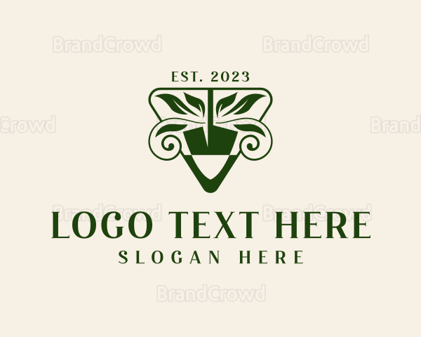 Shovel Leaf Landscaper Logo