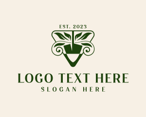 Gardening - Shovel Leaf Landscaper logo design