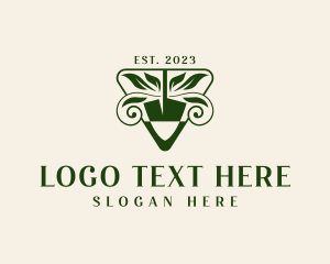 Shovel Leaf Landscaper Logo