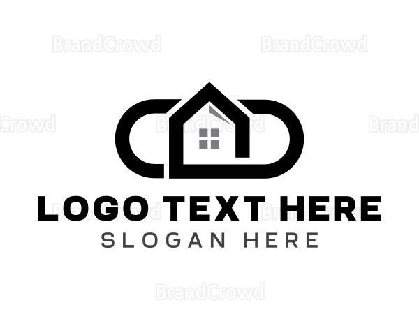 Oval House Construction Logo