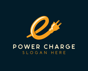 Charging - Electrical Plug Charge Letter E logo design