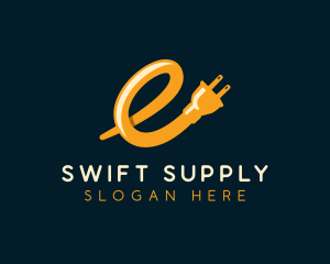 Supply - Electrical Plug Charge Letter E logo design