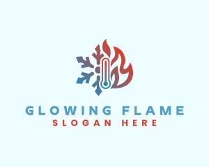 Snowflake Thermostat Fire logo design