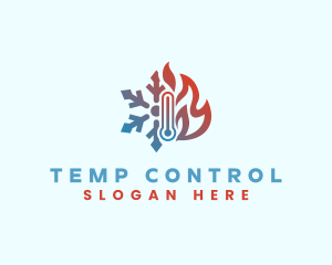 Thermostat - Snowflake Thermostat Fire logo design