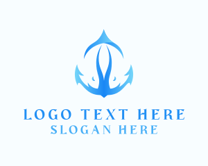 Fisherman - Blue Anchor Fish logo design