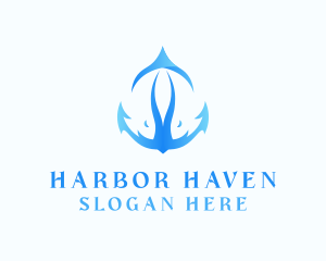 Harbor - Blue Anchor Fish logo design