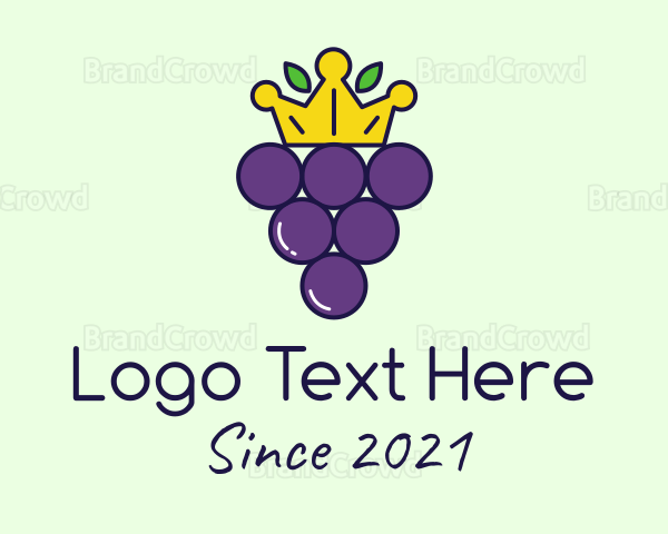 Grapes Crown Fruit Logo