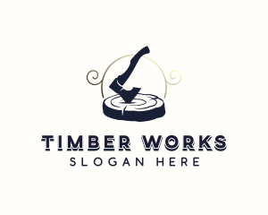 Wood Axe Carpentry logo design