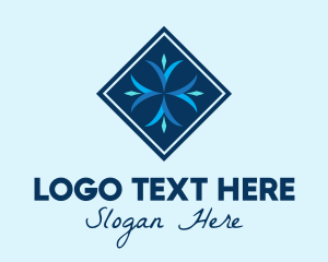 Tiling - Blue Winter Snowflake logo design