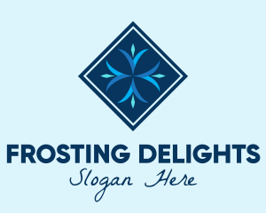 Frosting - Blue Winter Snowflake logo design