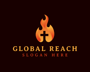 Missionary - Fire Cross Crucifix logo design