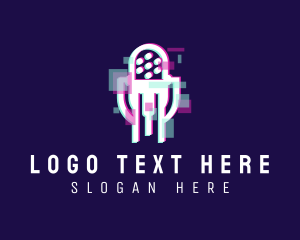 Sing - Digital Microphone Anaglyph logo design