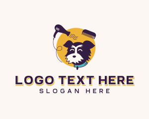 Blow Dryer - Dog Grooming Pet logo design