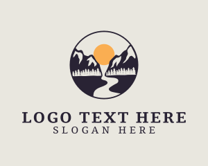 Hiking - Sunset Mountain Valley logo design