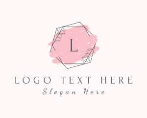 Cosmetology - Watercolor Hexagon Wreath logo design