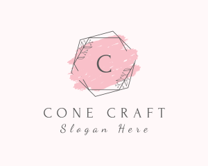 Watercolor Hexagon Wreath  logo design