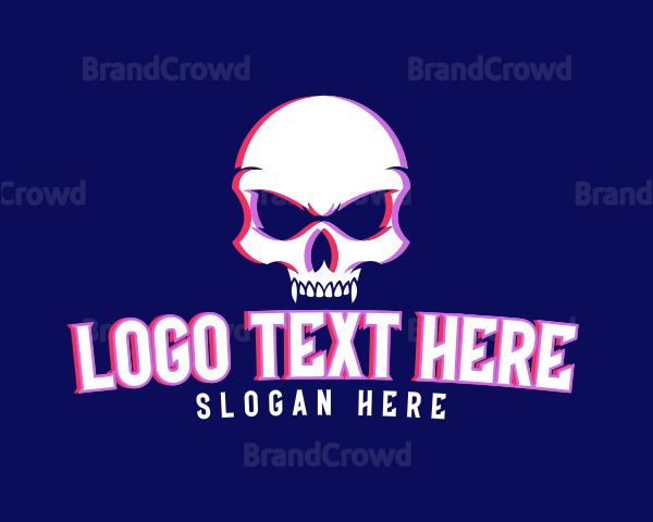 Skull Fangs Glitch Logo