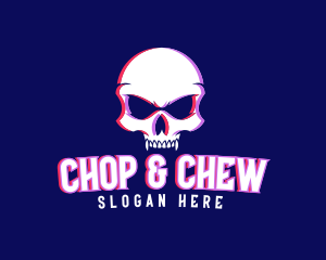 Skull Fangs Glitch Logo