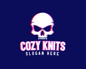 Skull Fangs Glitch logo design