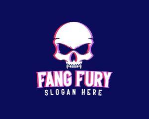 Skull Fangs Glitch logo design