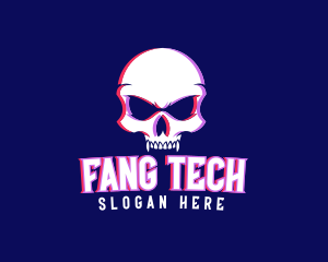 Skull Fangs Glitch logo design