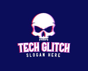 Glitch - Skull Fangs Glitch logo design