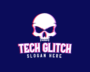 Skull Fangs Glitch logo design