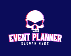 Gamer - Skull Fangs Glitch logo design