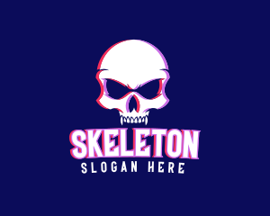 Skull Fangs Glitch logo design