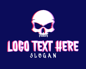 Skeleton - Skull Fangs Anaglyph Gaming Glitch logo design