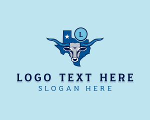 Map - Texas Longhorn Cattle logo design