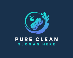 Wash Clean Sponge logo design