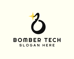 Bomber - Explosion Bomb Letter B logo design