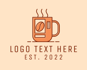 Caffeine - Hot Coffee Vending Machine logo design