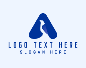 Blue Bird Letter A logo design