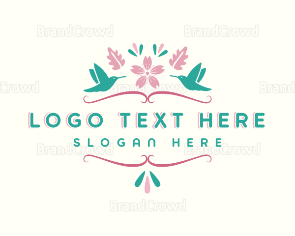 Garden Floral Hummingbird Logo