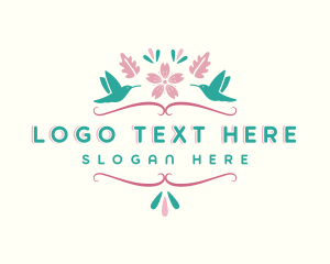 Wedding - Garden Floral Hummingbird logo design