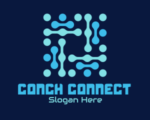 Blue Circuit Connection logo design