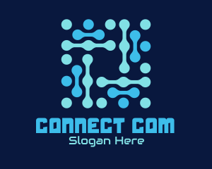 Blue Circuit Connection logo design