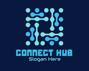 Blue Circuit Connection logo design