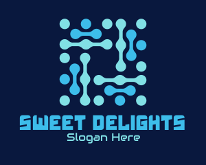 Online Game - Blue Circuit Connection logo design