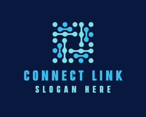 Blue Circuit Connection logo design