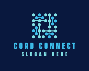 Blue Circuit Connection logo design