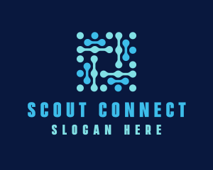 Blue Circuit Connection logo design